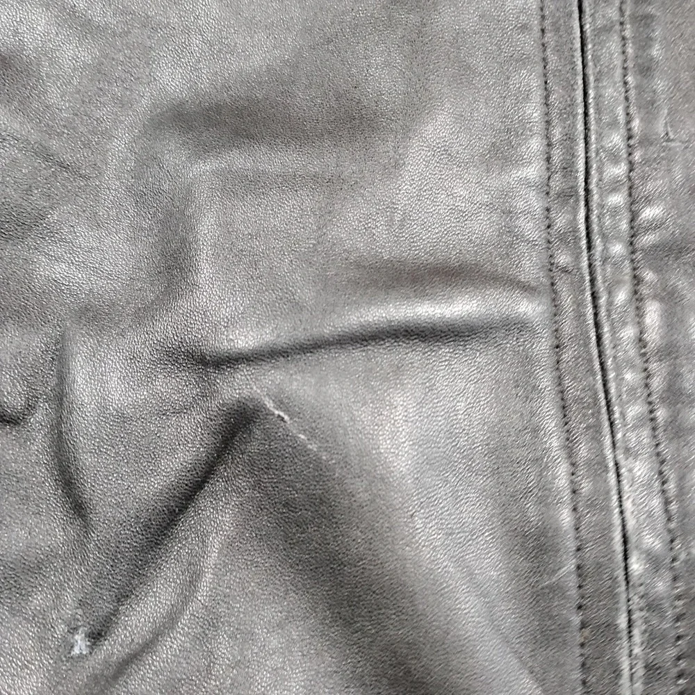Mixit Womens Black Genuine Leather Moto Jacket Stand Collar Full Zip Size‎ Large